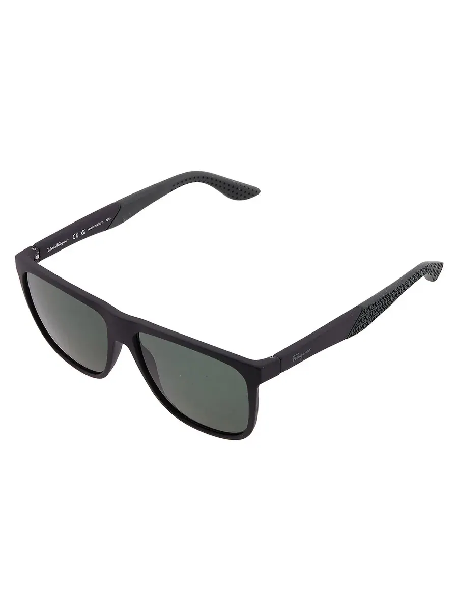 Солнцезащитные очки Ferragamo Grey Square для мужчин SF1065S 005 59 — изображение 3 из 4, черный/зеленый