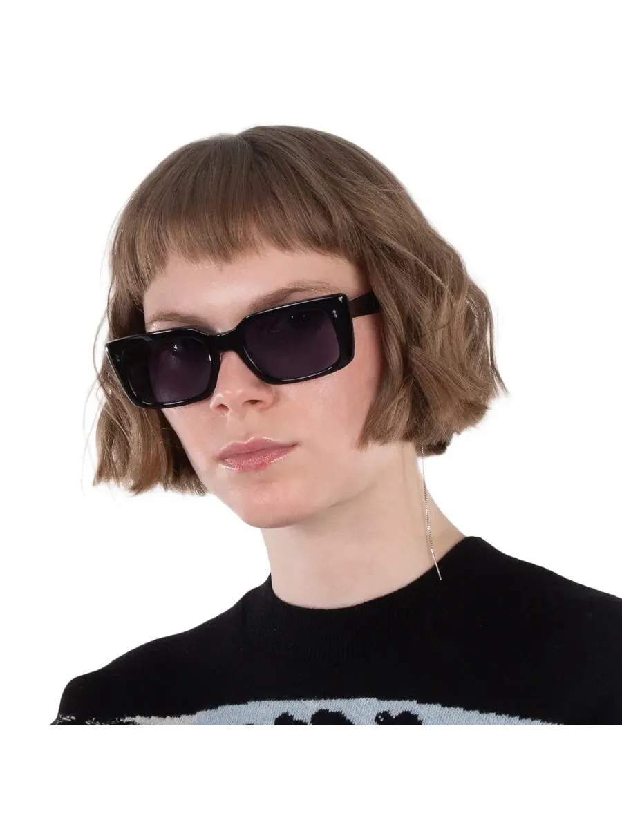 Солнцезащитные очки Garrett Leight GL 3030 SUN Semi-Flat Navy прямоугольные 2126 BK/SFNVY 49 — изображение 3 из 6, черный