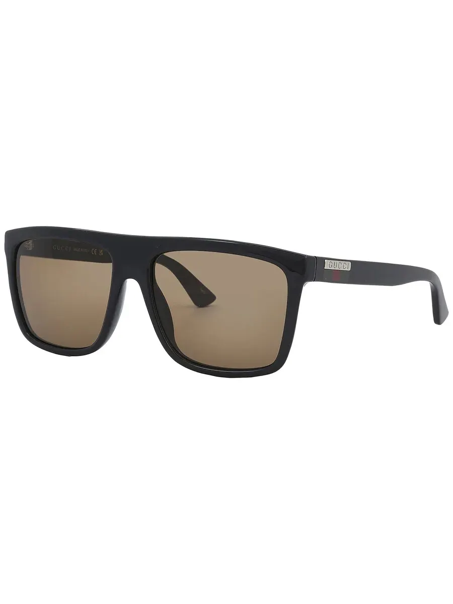 Мужские солнцезащитные очки Gucci Brown Browline GG0748S 002 59 — изображение 5 из 6, коричневый