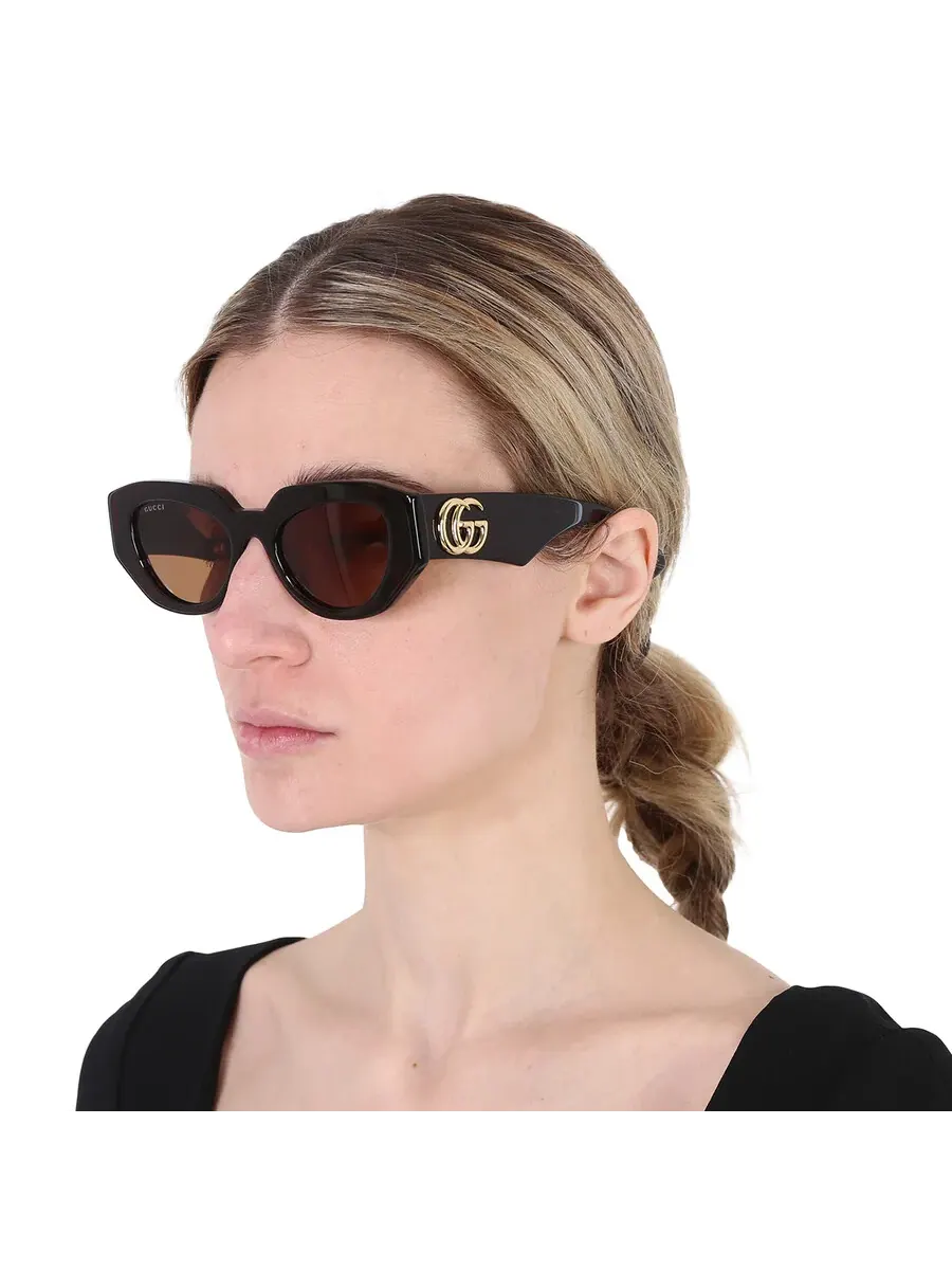 Женские солнцезащитные очки Gucci Brown Geometric GG1421S 002 51 — изображение 2 из 6, хавана