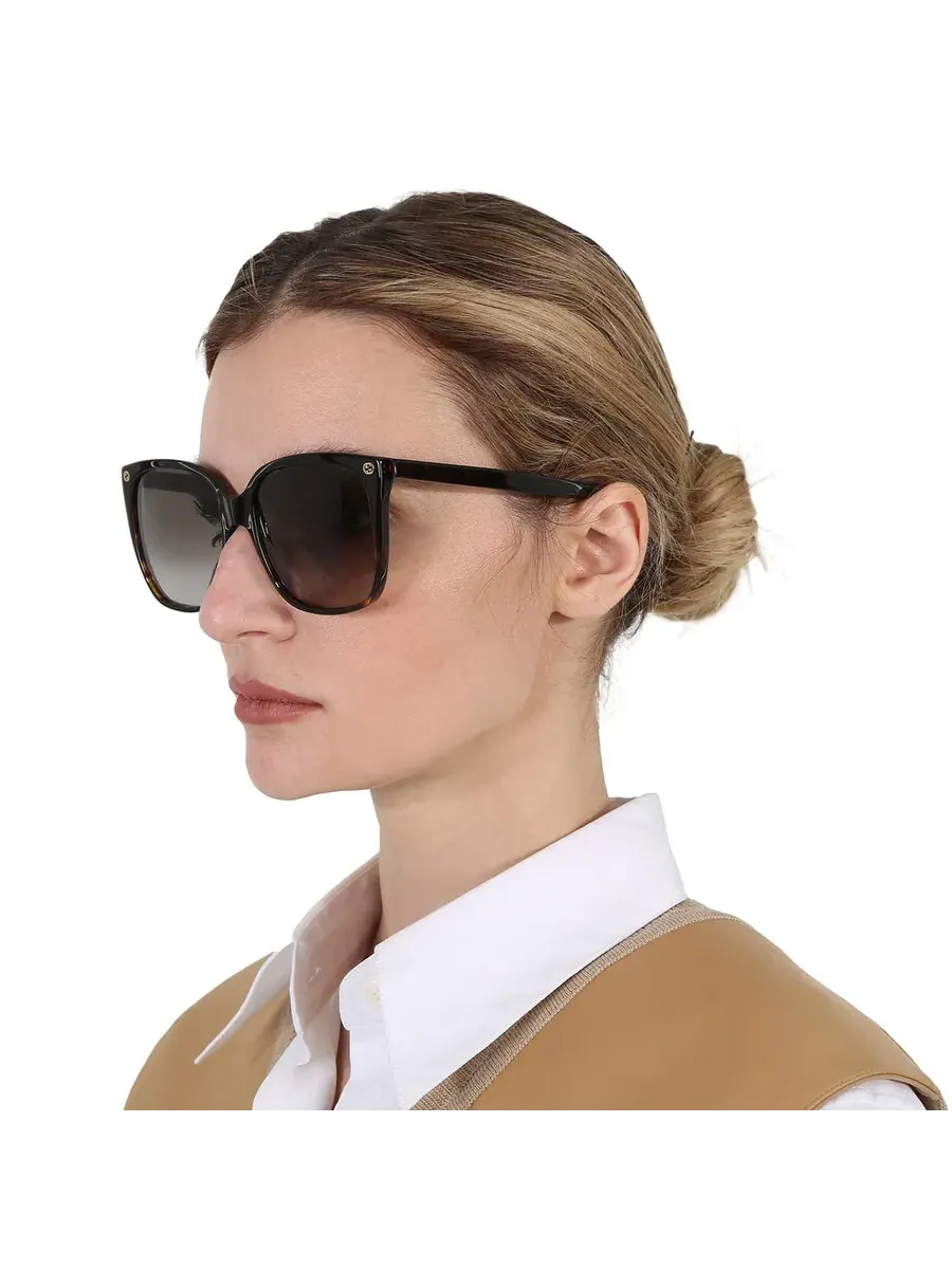 Очки для женщин Gucci Brown Gradient Cat Eye GG0022S 003 57 — изображение 2 из 5, коричневый