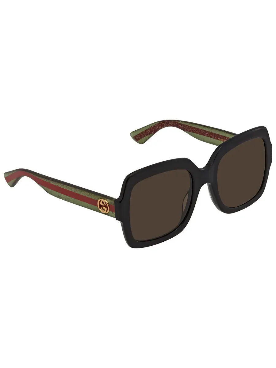 Женские солнцезащитные очки Gucci Brown Square GG0036SN 002 54, зеленый/черный — изображение 3 из 5