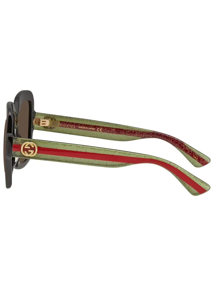 Женские солнцезащитные очки Gucci Brown Square GG0036SN 002 54, зеленый/черный — изображение 4 из 5