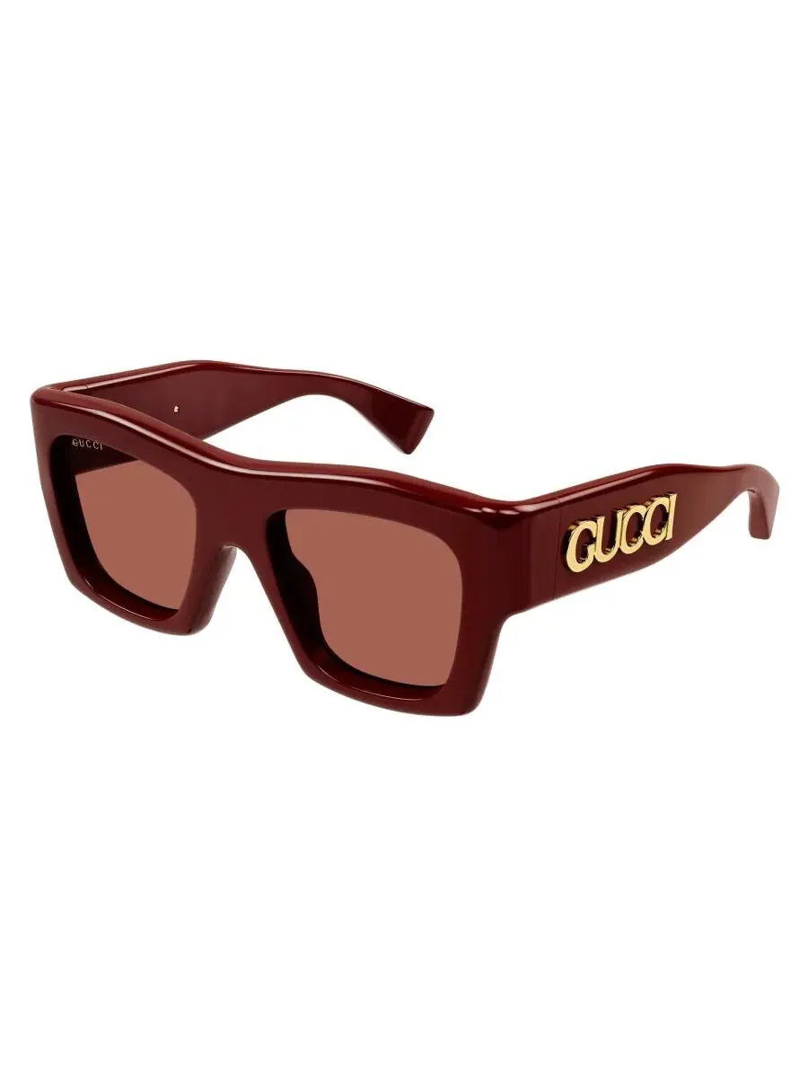 Женские солнцезащитные очки Gucci Brown Square GG1772S 003 52 — изображение 2 из 4, бордовый