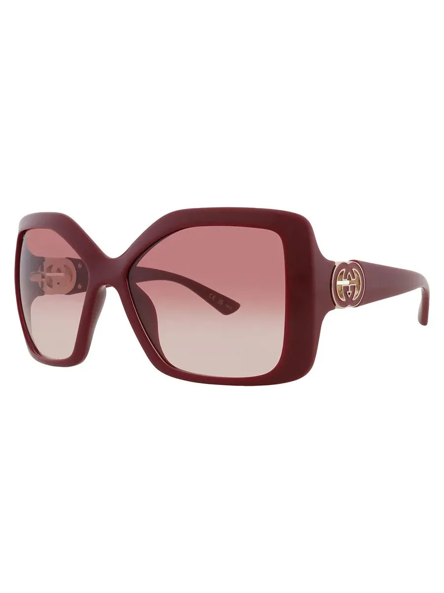 Женские солнцезащитные очки Gucci Burgundy Gradient Square GG2015S 002 59 — изображение 2 из 5, бордовый