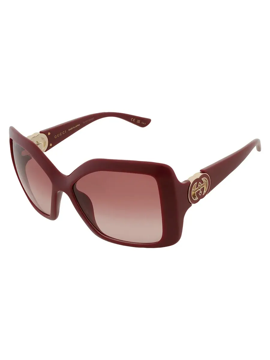 Женские солнцезащитные очки Gucci Burgundy Gradient Square GG2015S 002 59 — изображение 3 из 5, бордовый