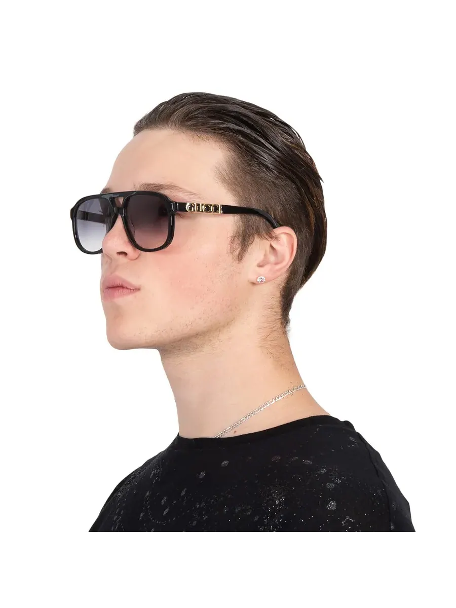 Солнцезащитные очки Gucci Pilot унисекс серого градиента GG1188S 002 58 — изображение 2 из 5, серый