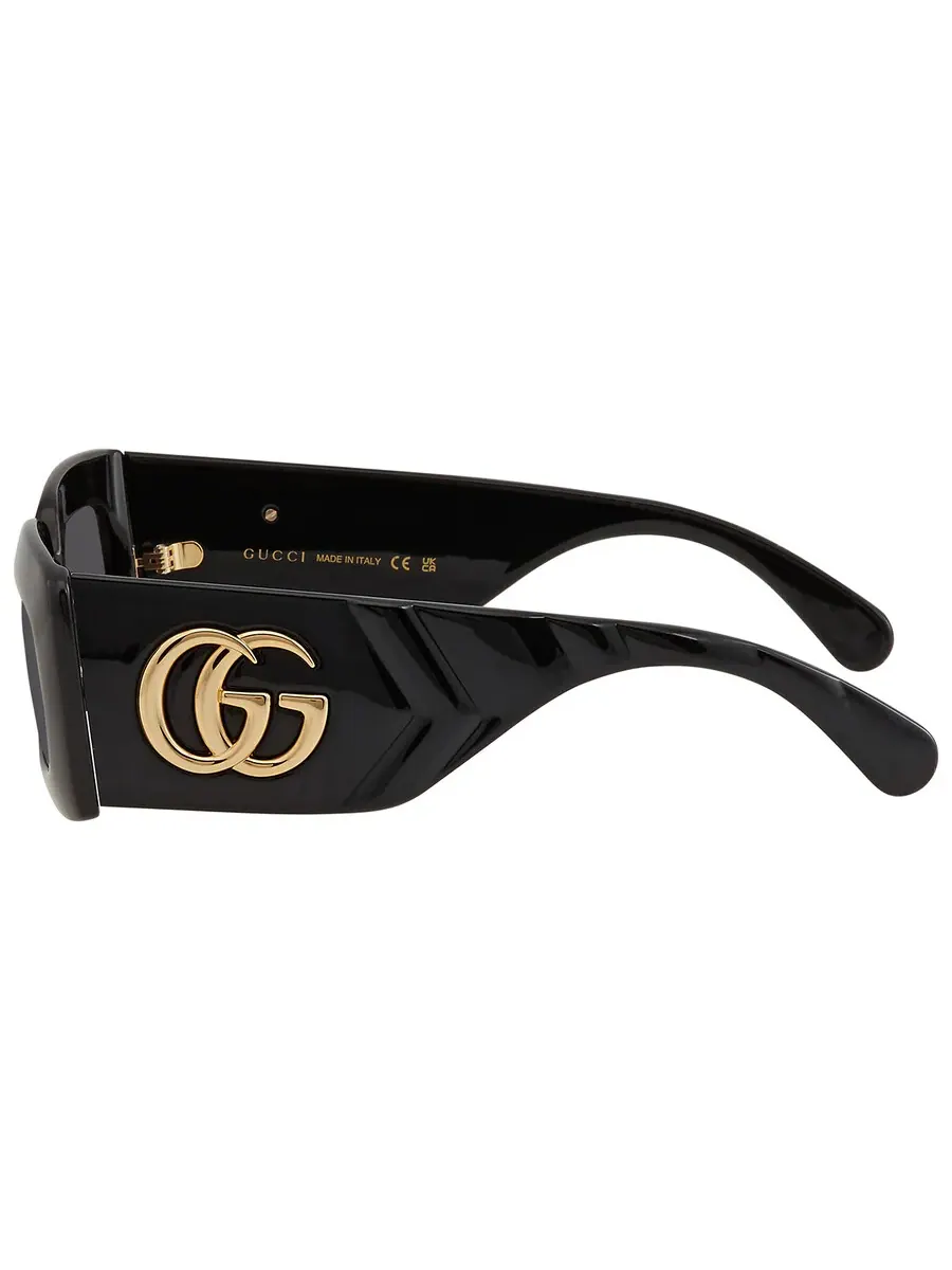 Женские солнцезащитные очки Gucci серого прямоугольного типа GG0811S 001 53 — изображение 4 из 5, черный