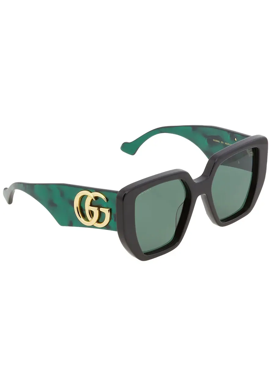 Женские солнцезащитные очки Gucci зеленого цвета с геометрическим узором GG0956S 001 54 — изображение 3 из 5, зеленый