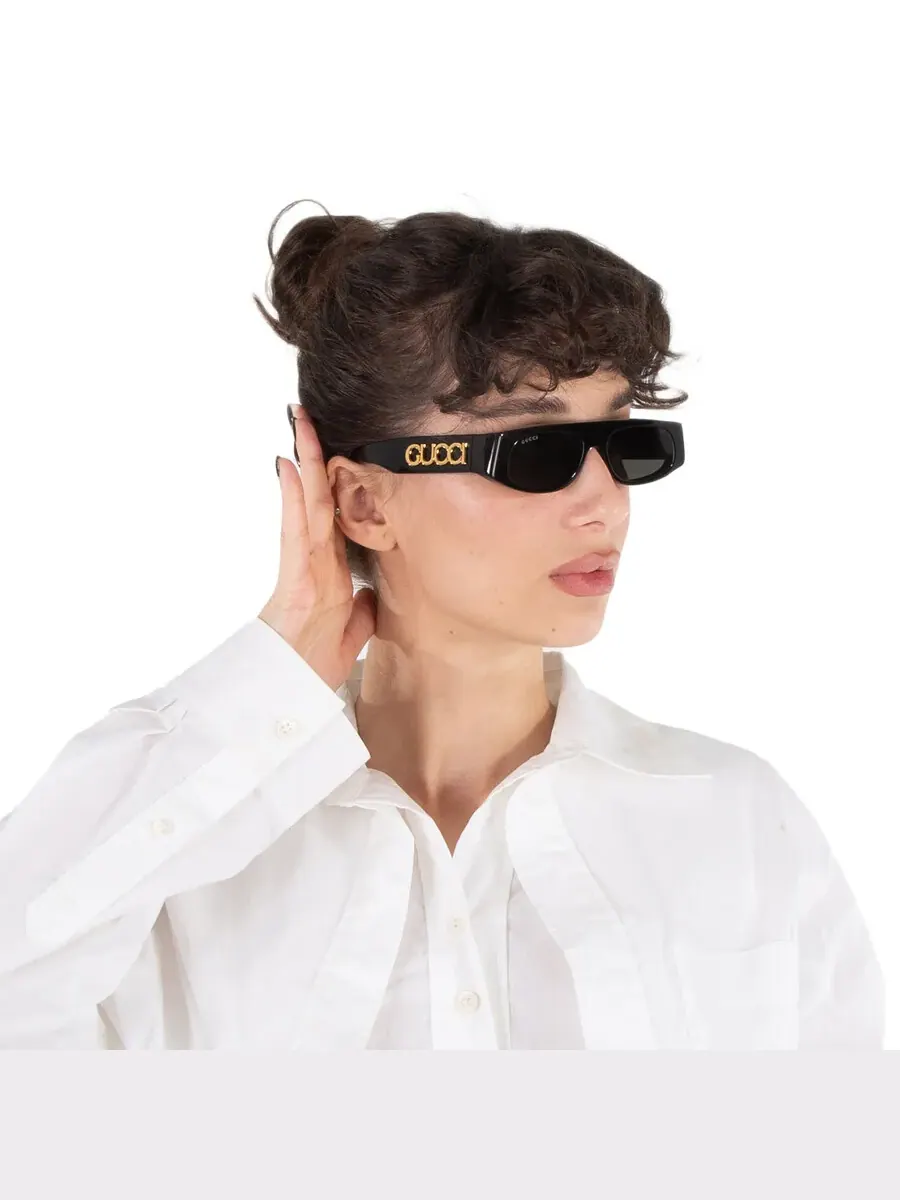 Женские солнцезащитные очки Gucci серого цвета с оправой Browline GG1771S 001 51 — изображение 2 из 6, черный