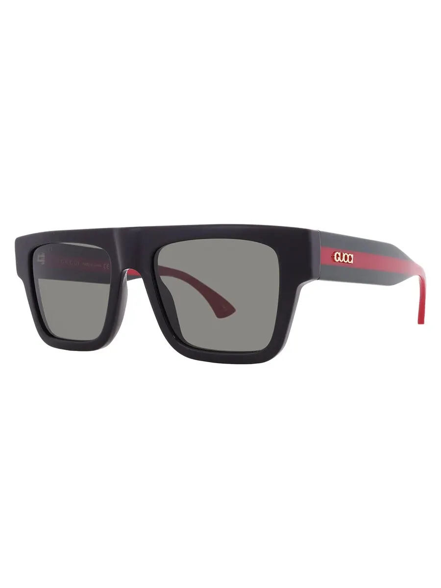 Мужские солнцезащитные очки Gucci серого цвета с оправой Browline GG1868S 001 53 — изображение 2 из 5, черный