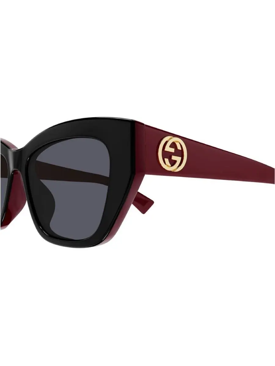 Женские солнцезащитные очки Gucci серого цвета в форме кошачьего глаза GG1844SA 004 55 — изображение 3 из 4, черный/красный