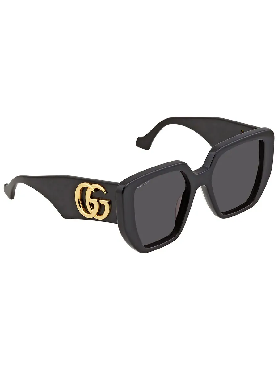 Женские солнцезащитные очки Gucci серого цвета с геометрическим дизайном GG0956S 003 54 — изображение 3 из 5, черный