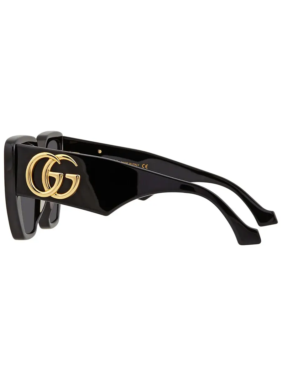 Женские солнцезащитные очки Gucci серого цвета с геометрическим дизайном GG0956S 003 54 — изображение 4 из 5, черный