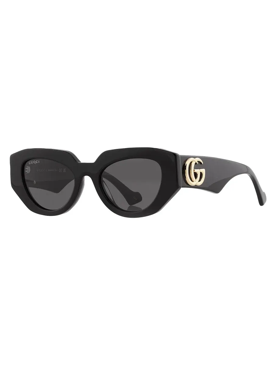 Женские солнцезащитные очки Gucci серого цвета с геометрическим узором GG1421S 001 51 — изображение 3 из 6, черный