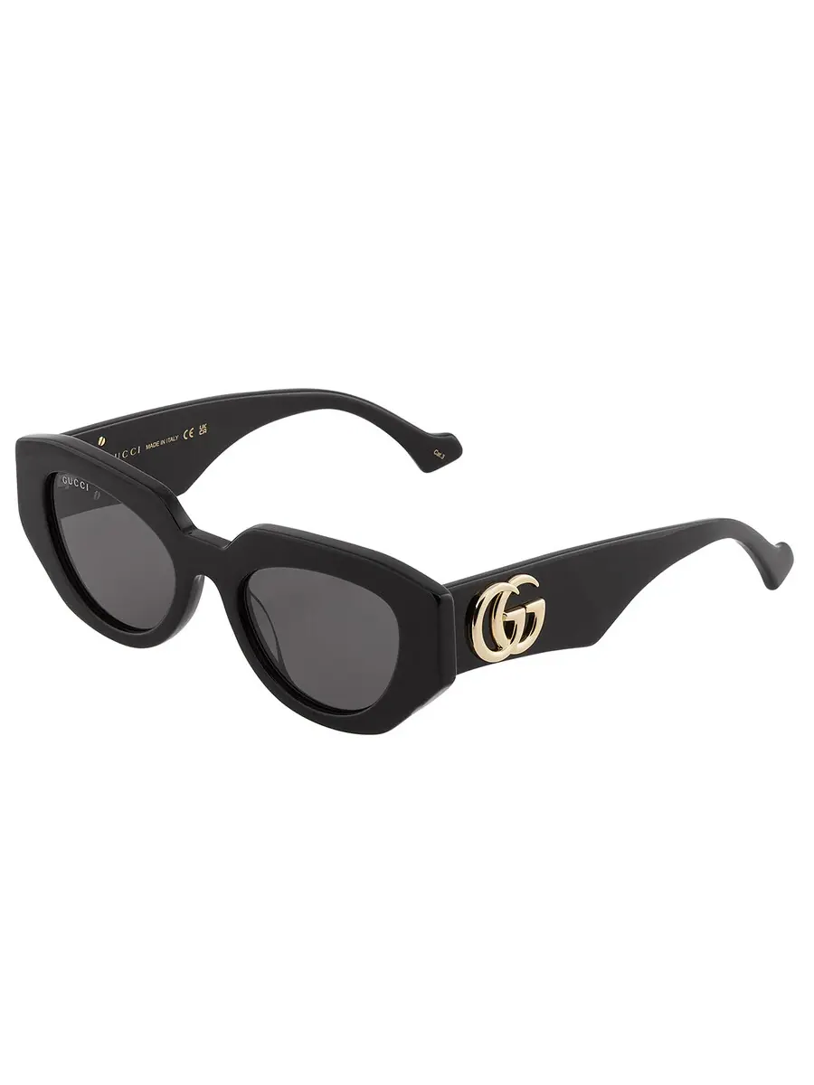 Женские солнцезащитные очки Gucci серого цвета с геометрическим узором GG1421S 001 51 — изображение 4 из 6, черный