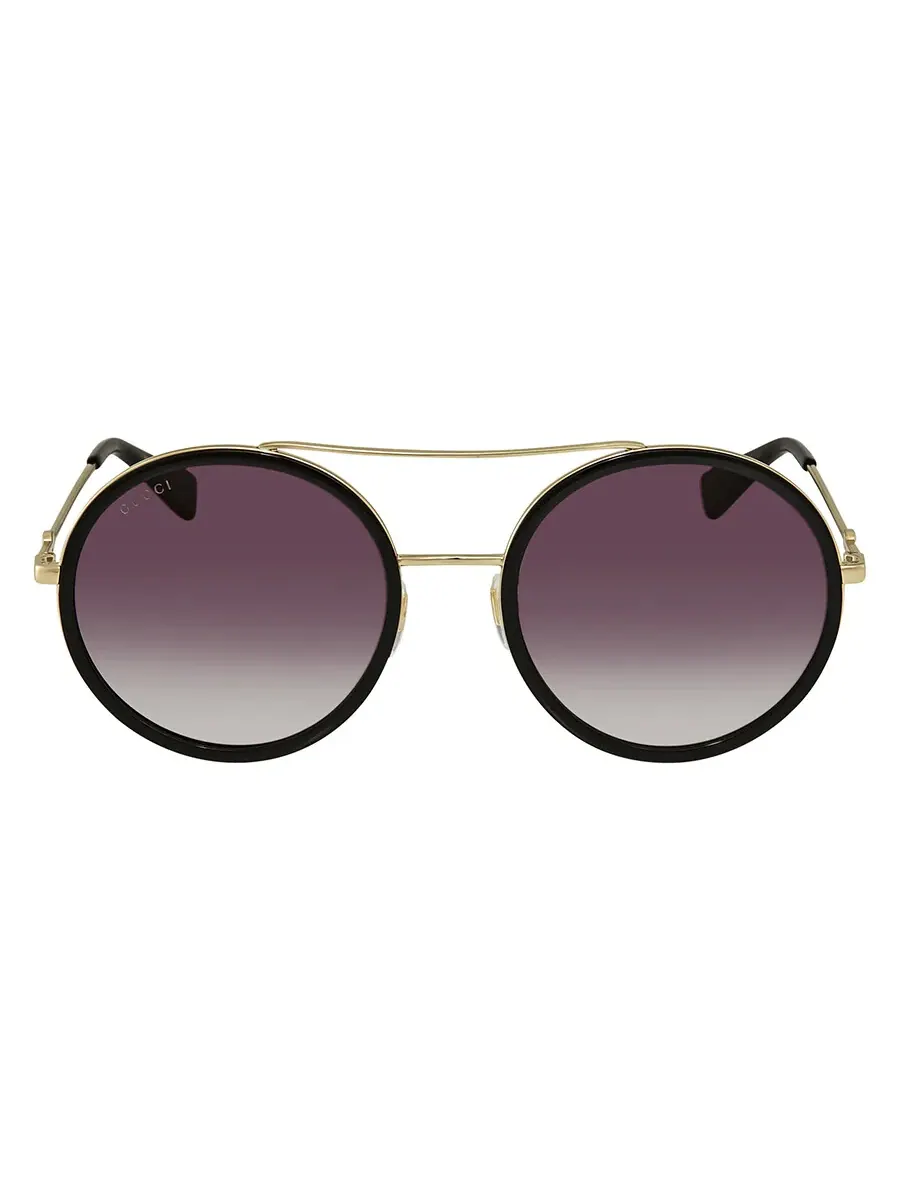 Женские солнцезащитные очки Gucci серого градиента круглой формы GG0061S 001 56