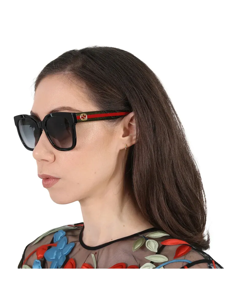Женские солнцезащитные очки Gucci серого градиента квадратной формы GG0034SN 002 54, зеленый/черный — изображение 2 из 5