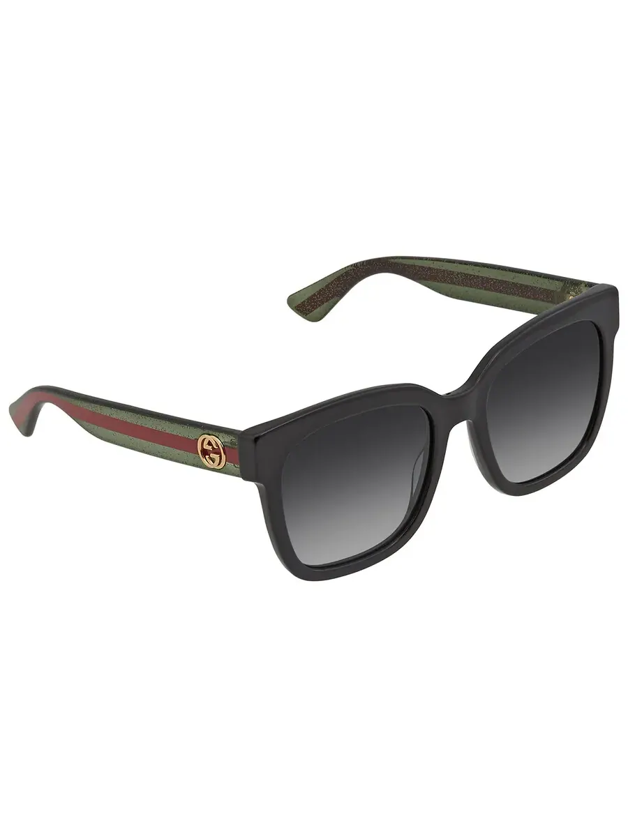 Женские солнцезащитные очки Gucci серого градиента квадратной формы GG0034SN 002 54, зеленый/черный — изображение 3 из 5