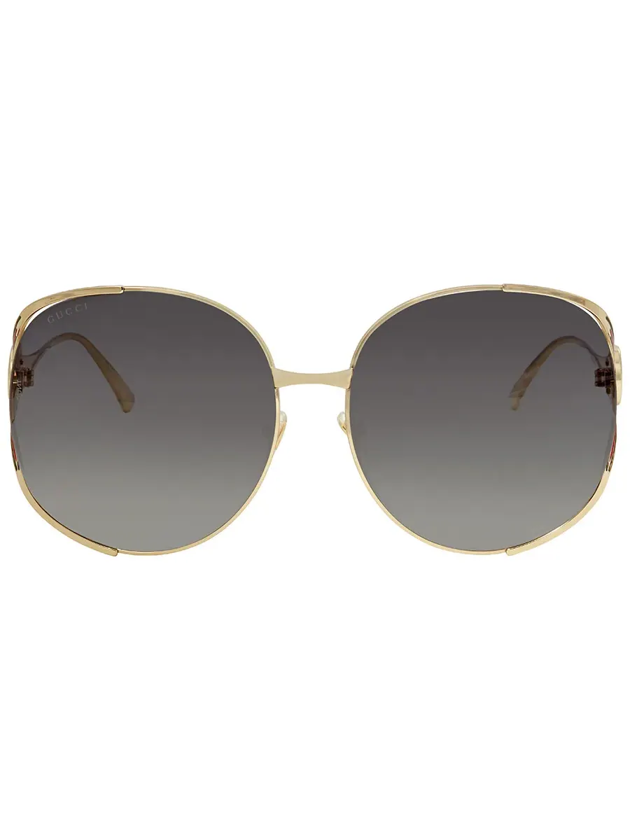 Женские солнцезащитные очки Gucci серого градиента овальной формы GG0225S 001 63