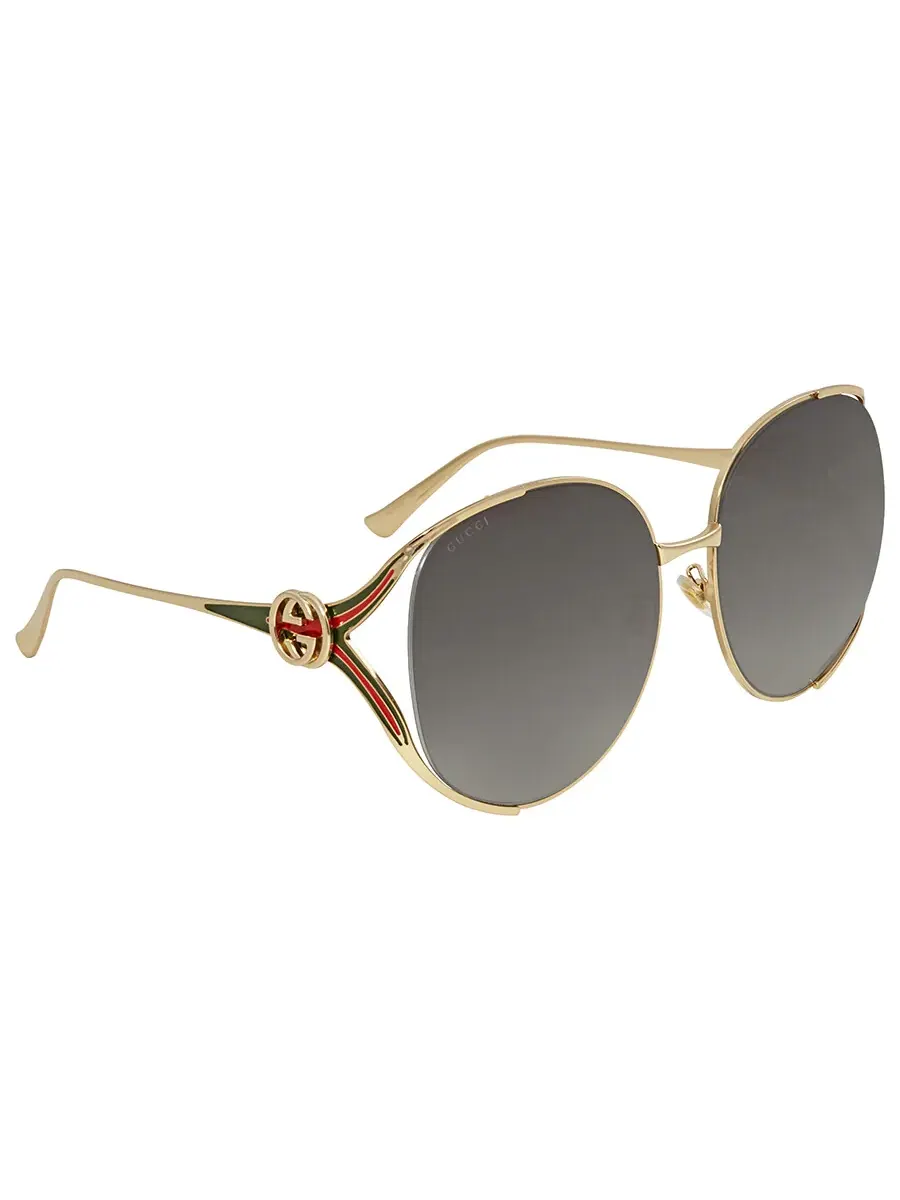 Женские солнцезащитные очки Gucci серого градиента овальной формы GG0225S 001 63 — изображение 3 из 5, серый