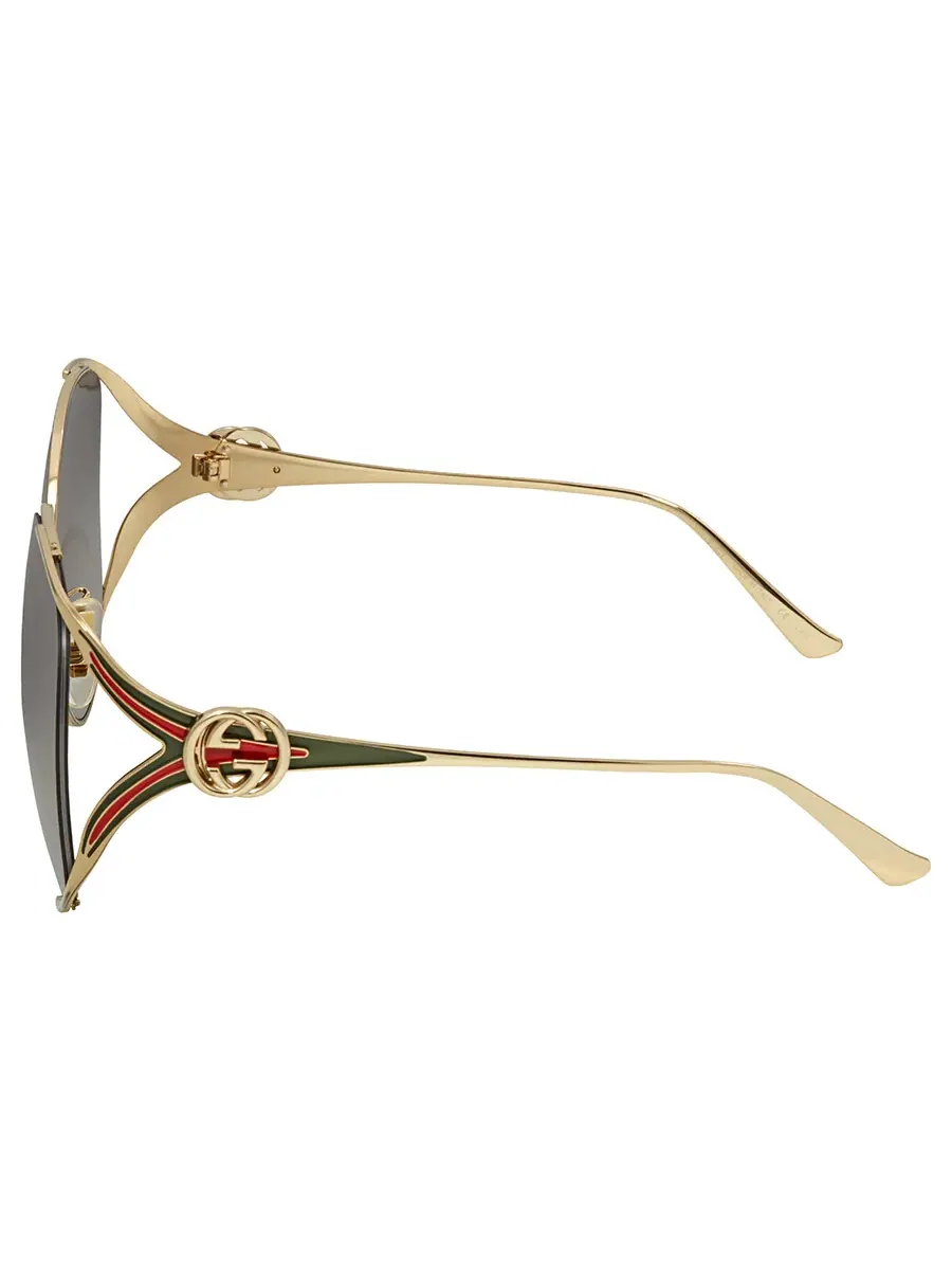 Женские солнцезащитные очки Gucci серого градиента овальной формы GG0225S 001 63 — изображение 4 из 5, серый