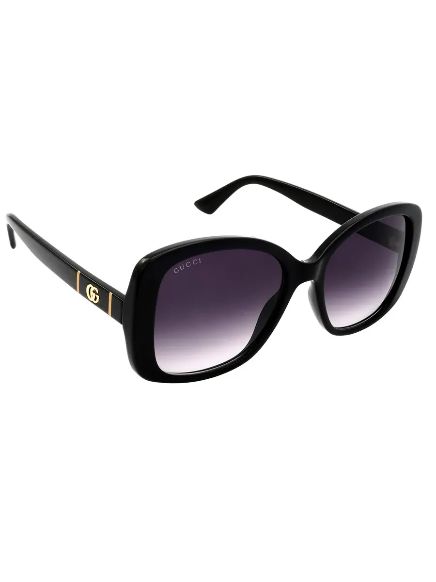 Женские солнцезащитные очки Gucci серого градиента, квадратная форма, GG0762S 001 56 — изображение 3 из 5, черный