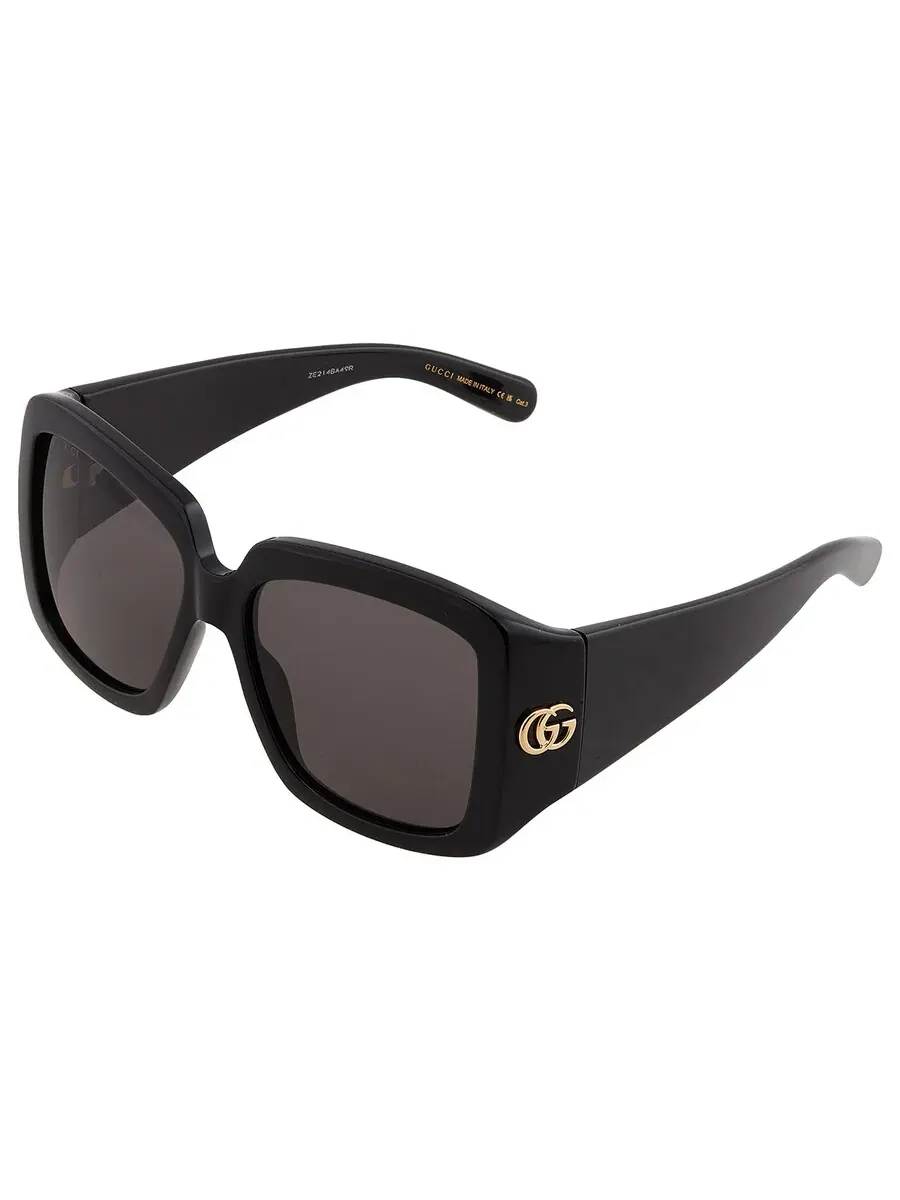 Женские квадратные солнцезащитные очки Gucci серого цвета GG1402S 001 55 — изображение 3 из 6, черный