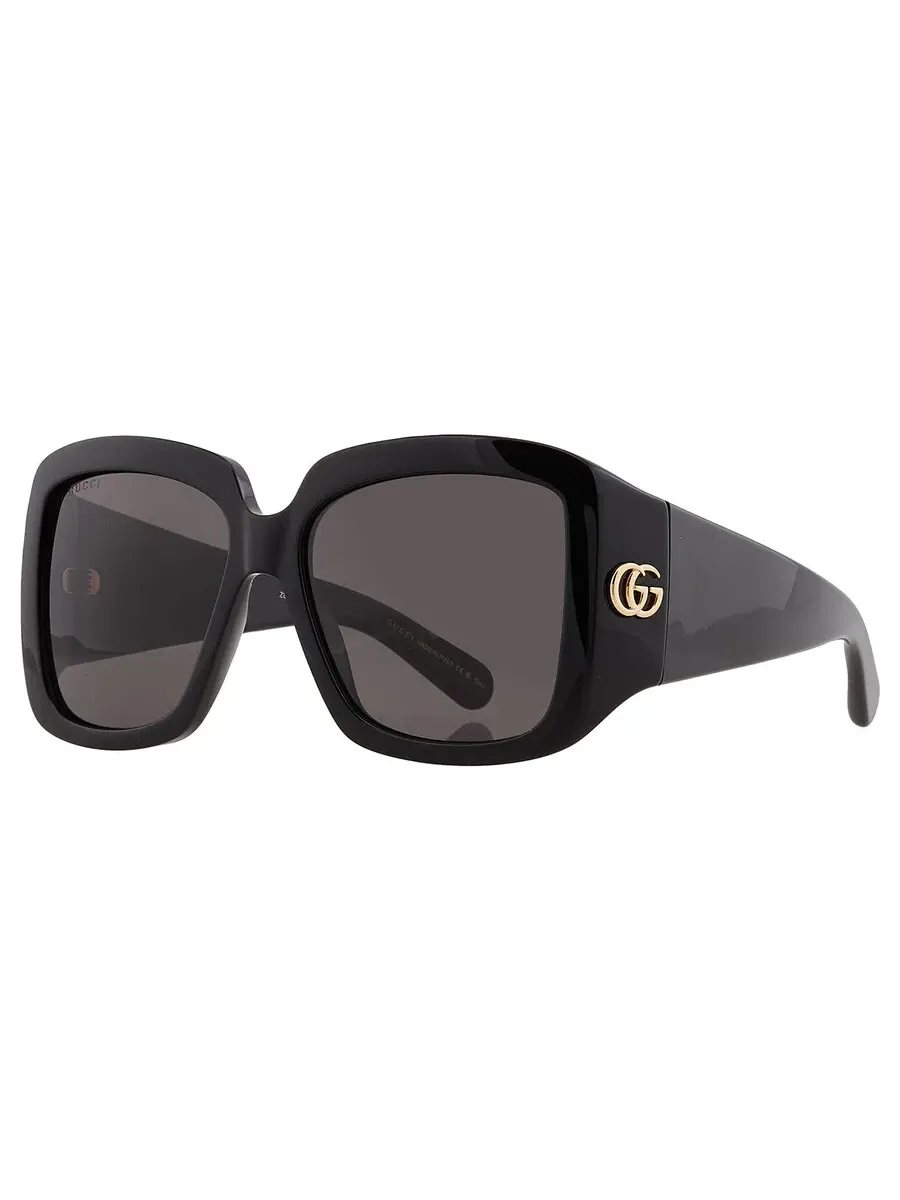 Женские квадратные солнцезащитные очки Gucci серого цвета GG1402S 001 55 — изображение 5 из 6, черный