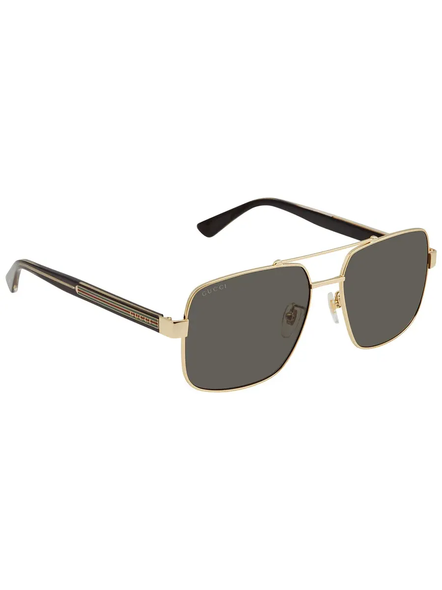 Мужские солнцезащитные очки Gucci Grey Navigator GG0529S 001 60 — изображение 3 из 5, золото