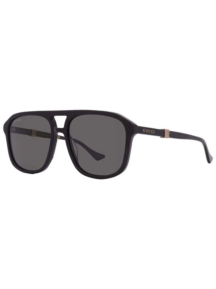 Мужские солнцезащитные очки Gucci Grey Navigator GG1494S 001 57 — изображение 3 из 6, черный