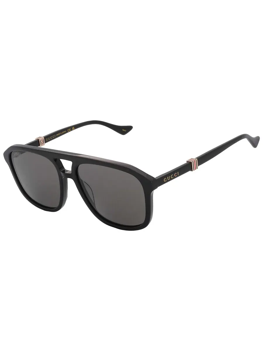 Мужские солнцезащитные очки Gucci Grey Navigator GG1494S 001 57 — изображение 4 из 6, черный