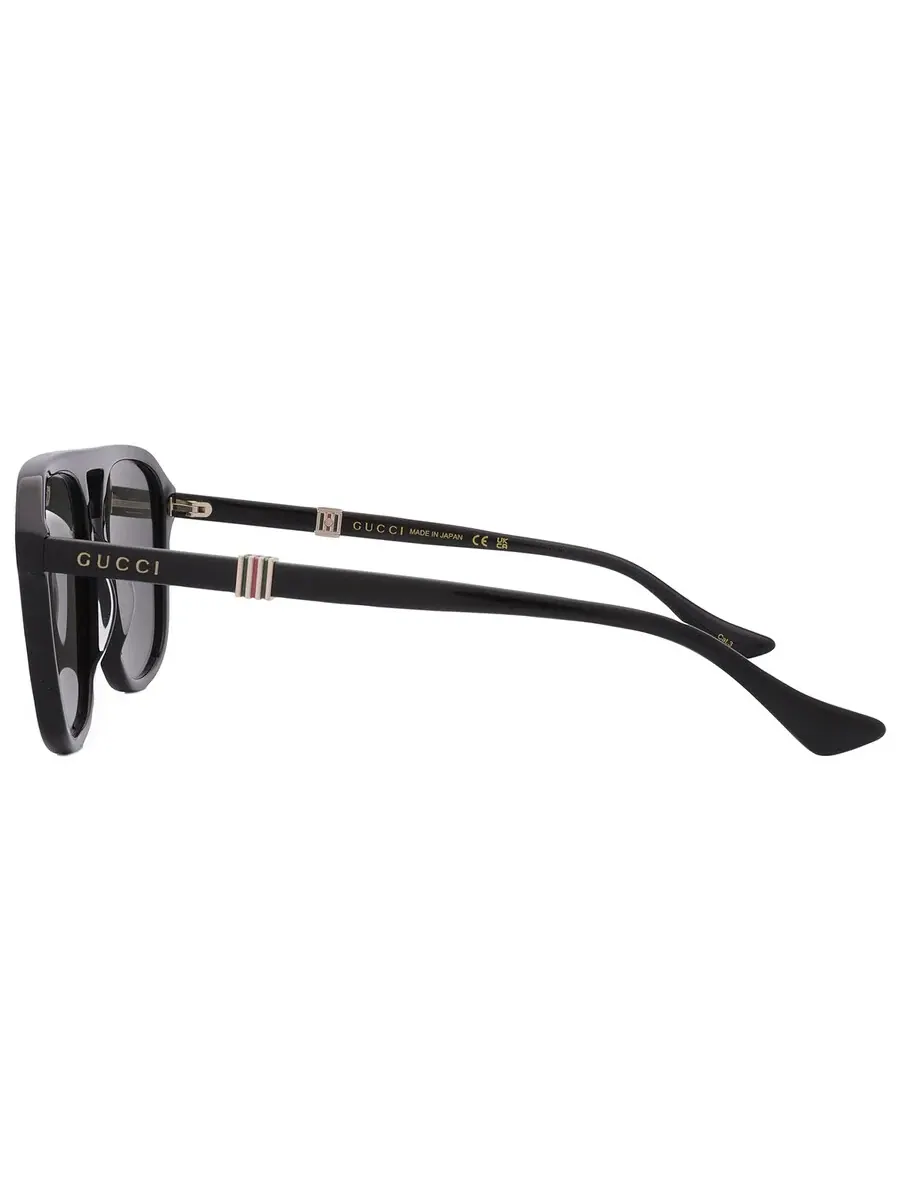 Мужские солнцезащитные очки Gucci Grey Navigator GG1494S 001 57 — изображение 5 из 6, черный