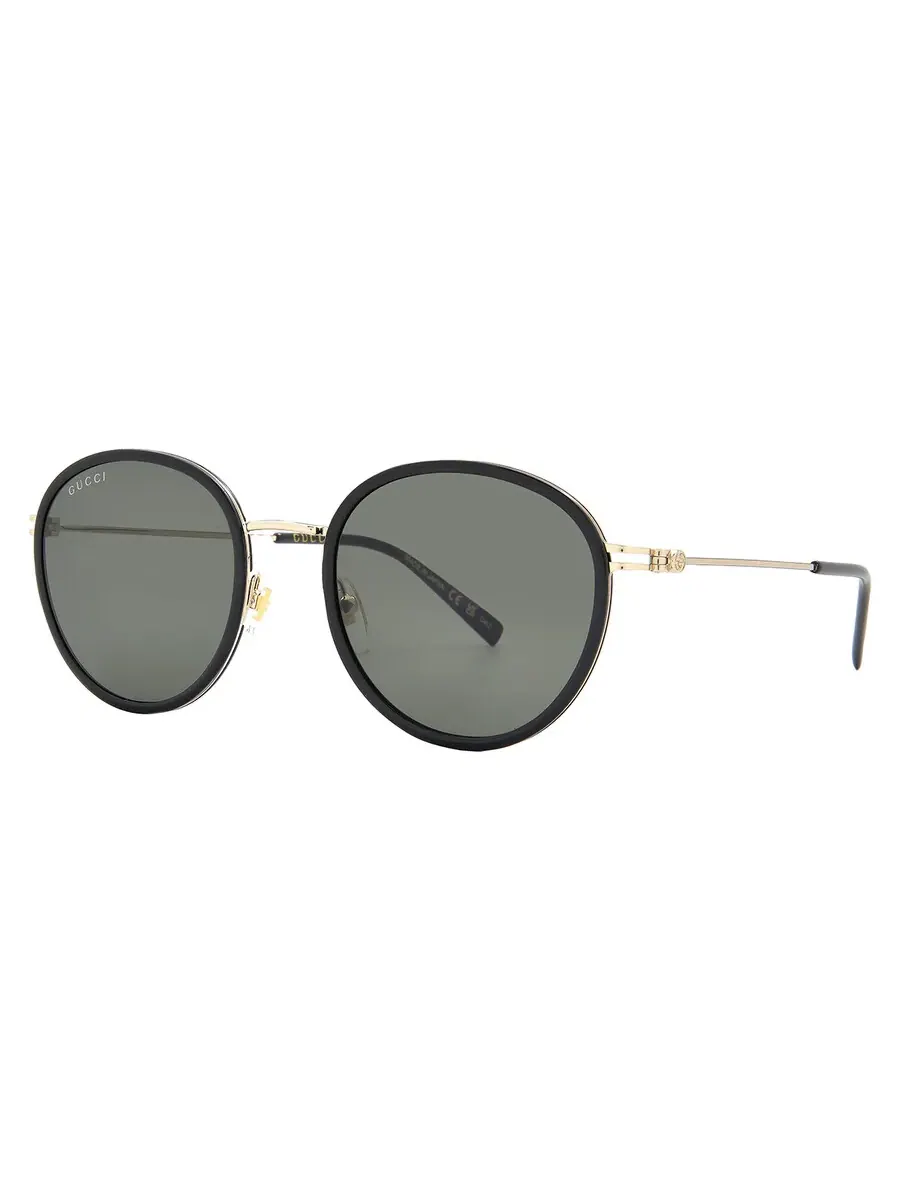 Женские солнцезащитные очки Gucci серого овального цвета GG1849S 001 51, черный/золотой — изображение 2 из 5