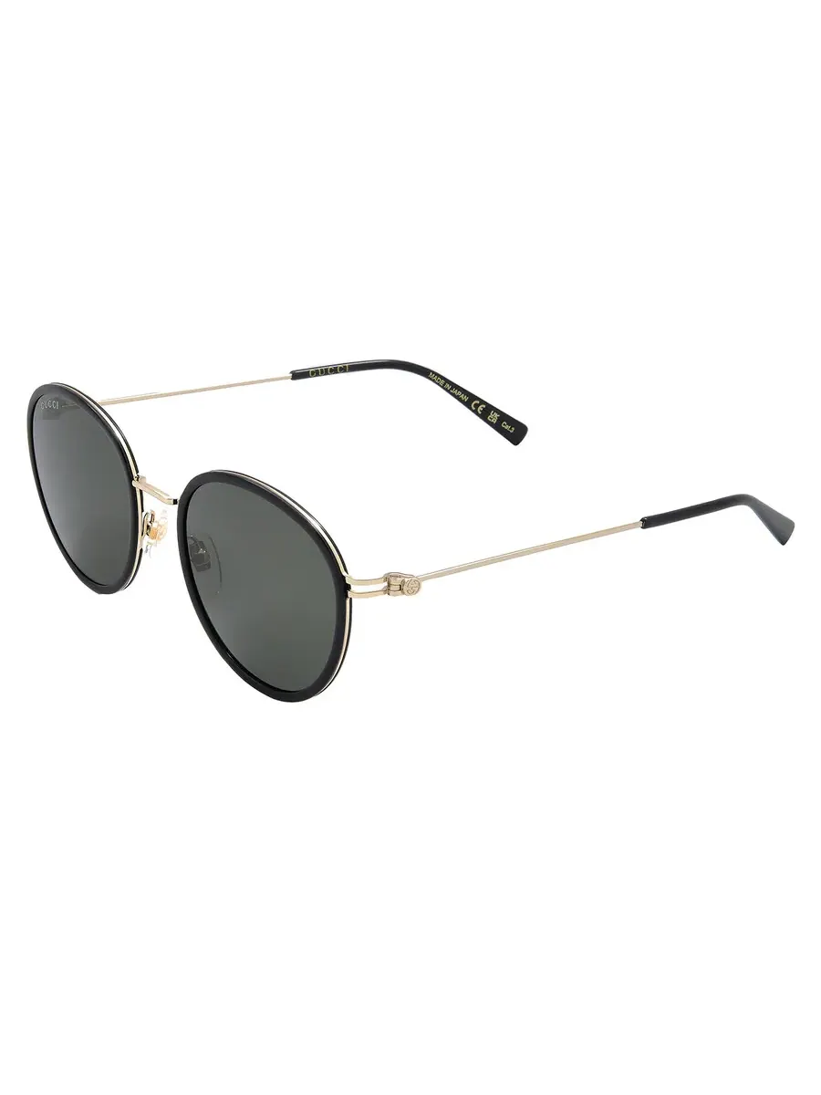 Женские солнцезащитные очки Gucci серого овального цвета GG1849S 001 51, черный/золотой — изображение 4 из 5