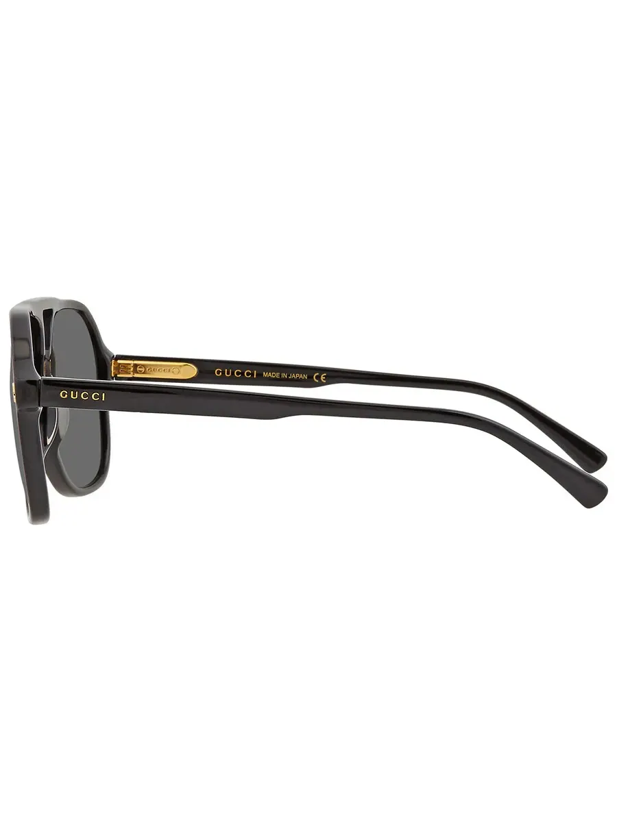 Мужские солнцезащитные очки Gucci Grey Pilot GG1042S 001 60 — изображение 4 из 5, серый