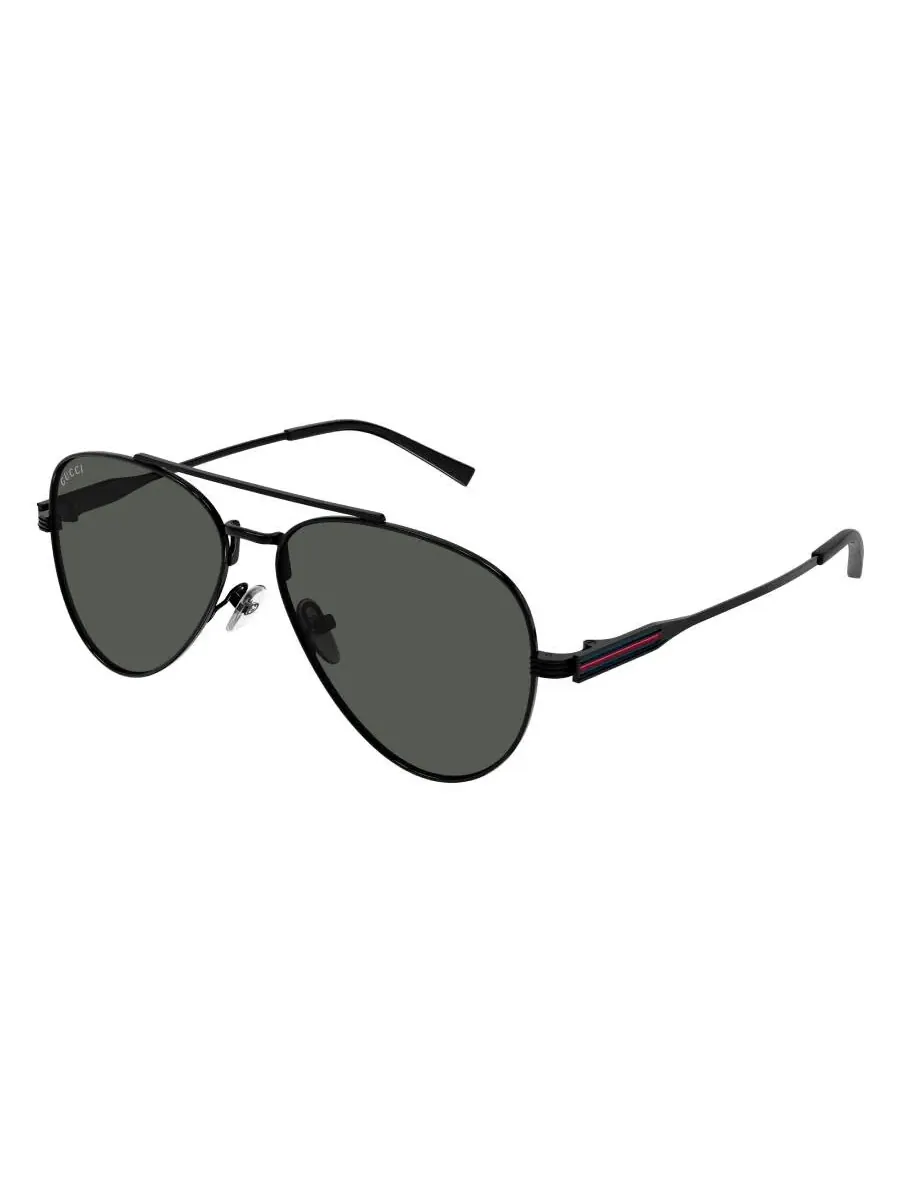 Мужские солнцезащитные очки Gucci Grey Pilot GG1874S 001 57 — изображение 2 из 4, черный