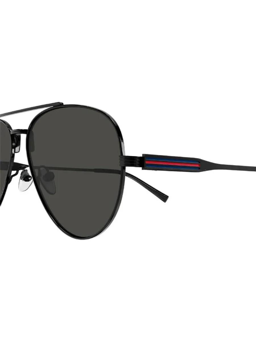 Мужские солнцезащитные очки Gucci Grey Pilot GG1874S 001 57 — изображение 3 из 4, черный