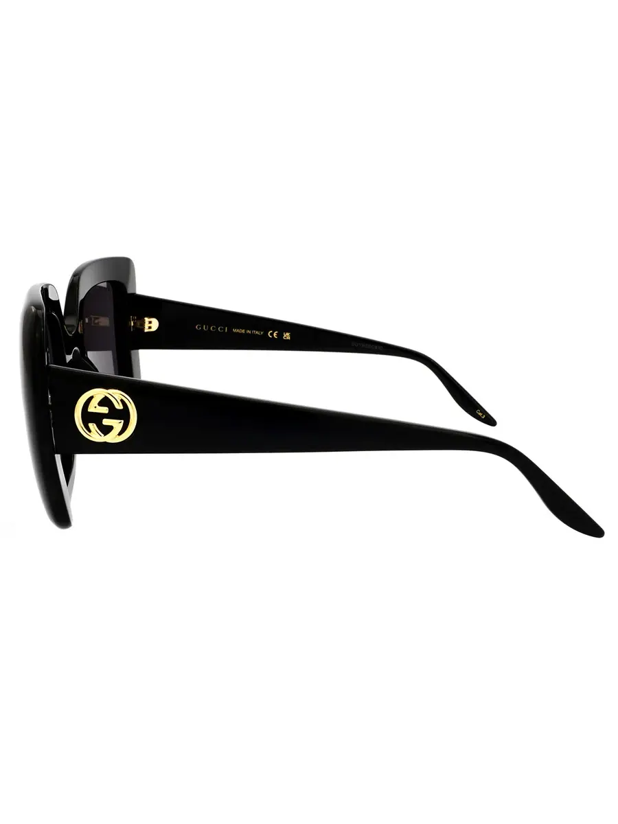 Женские солнцезащитные очки Gucci серого цвета прямоугольной формы GG0896S 001 52 — изображение 3 из 6, черный