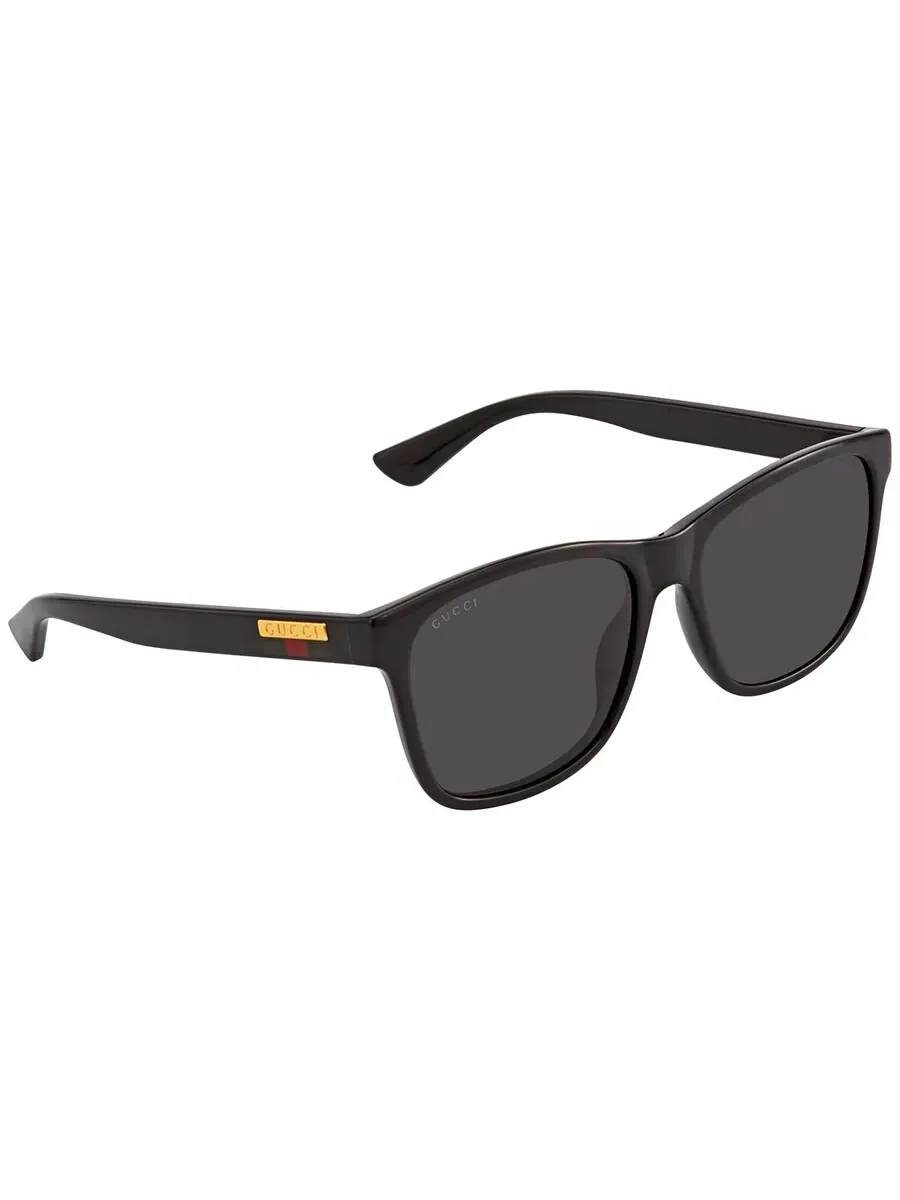 Серые мужские прямоугольные солнцезащитные очки Gucci GG0746S 001 57 — изображение 3 из 5, черный