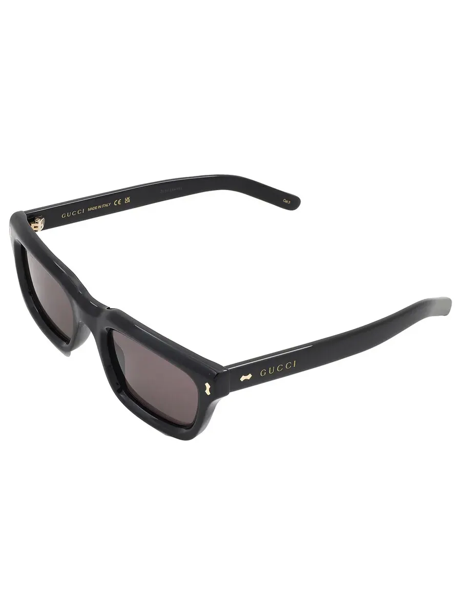 Серые мужские прямоугольные солнцезащитные очки Gucci GG1524S 001 51 — изображение 5 из 6, черный