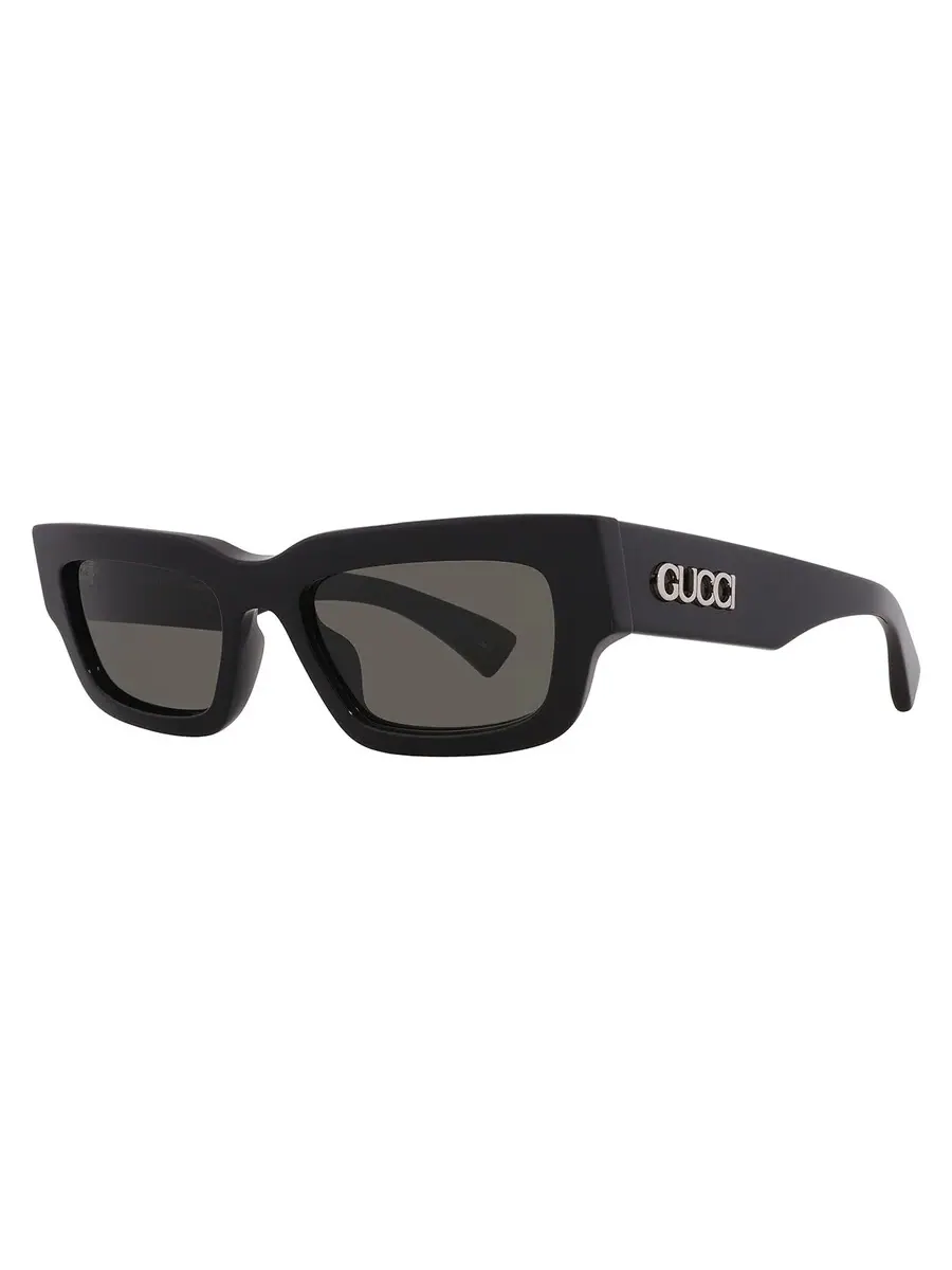 Серые мужские прямоугольные солнцезащитные очки Gucci GG1838S 001 52 — изображение 2 из 5, черный