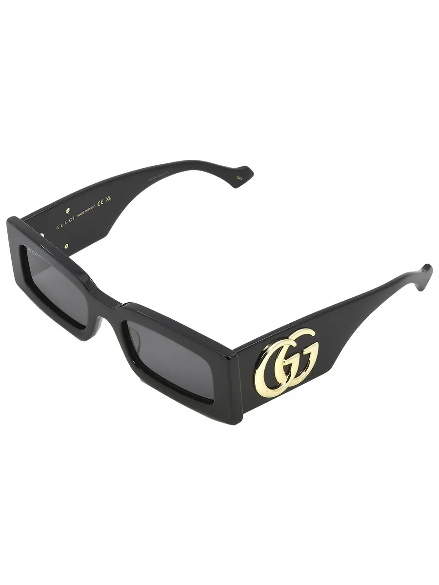 Серые прямоугольные солнцезащитные очки Gucci GG1425S 001 53 — изображение 3 из 6, черный