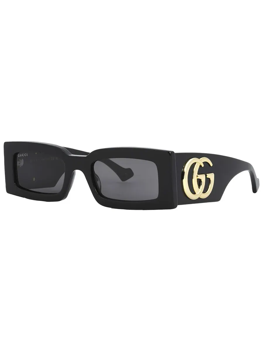 Серые прямоугольные солнцезащитные очки Gucci GG1425S 001 53 — изображение 4 из 6, черный