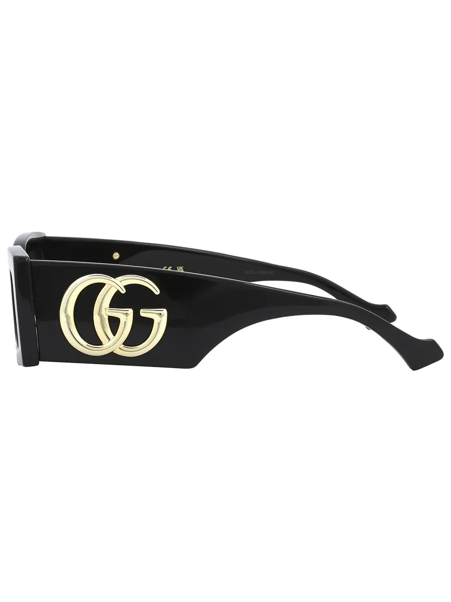 Серые прямоугольные солнцезащитные очки Gucci GG1425S 001 53 — изображение 5 из 6, черный