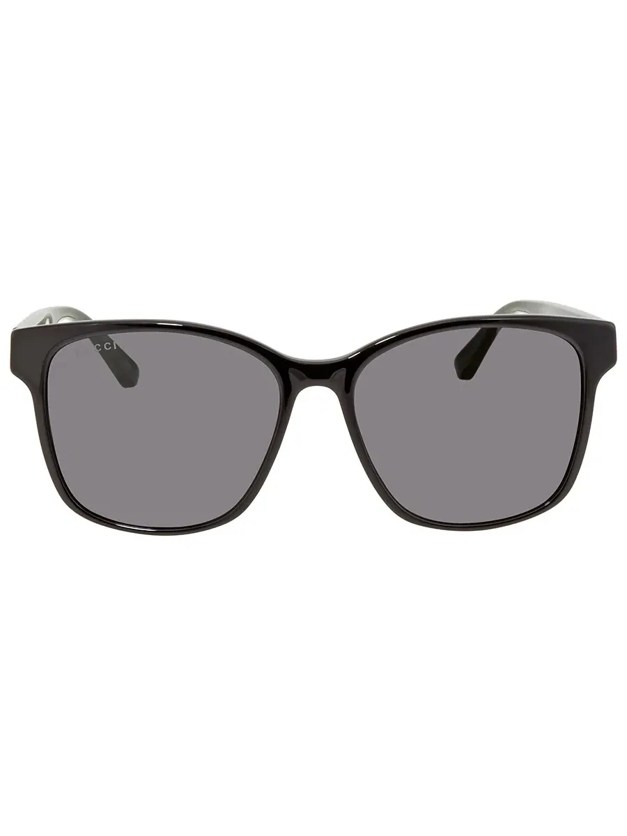 Очки солнцезащитные унисекс Gucci серые прямоугольные GG0417SK 001 56, черный/мультиколор