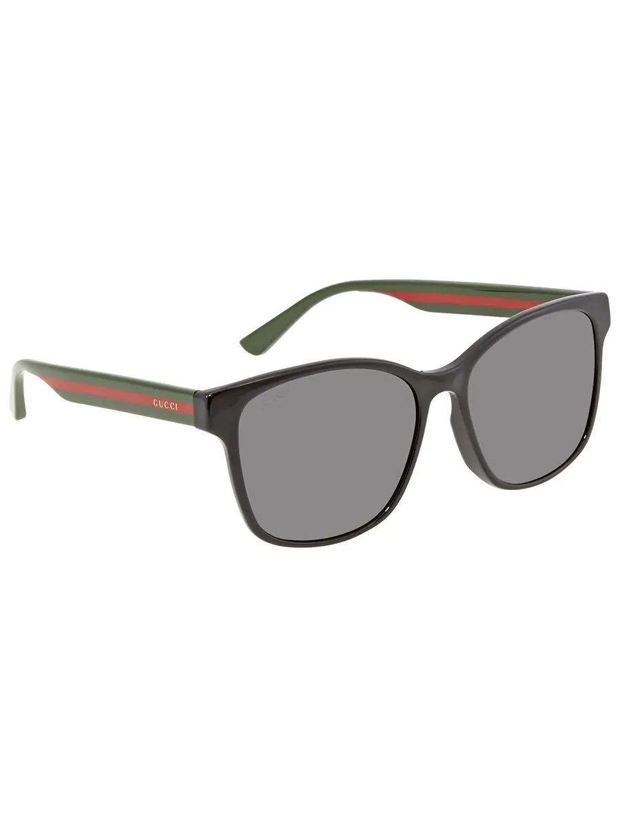 Очки солнцезащитные унисекс Gucci серые прямоугольные GG0417SK 001 56, черный/мультиколор — изображение 2 из 4