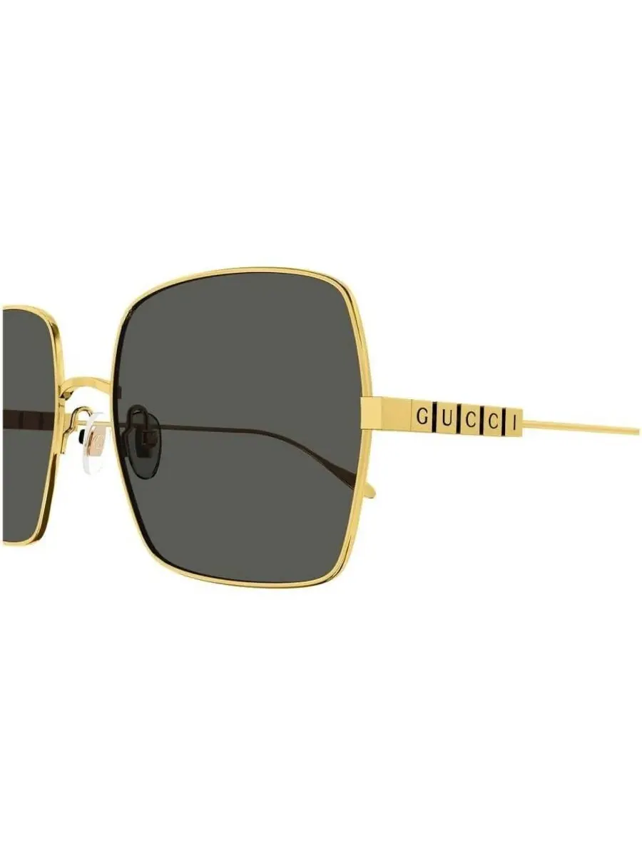 Женские солнцезащитные очки Gucci Grey Square GG1434S 001 57 — изображение 3 из 4, золото