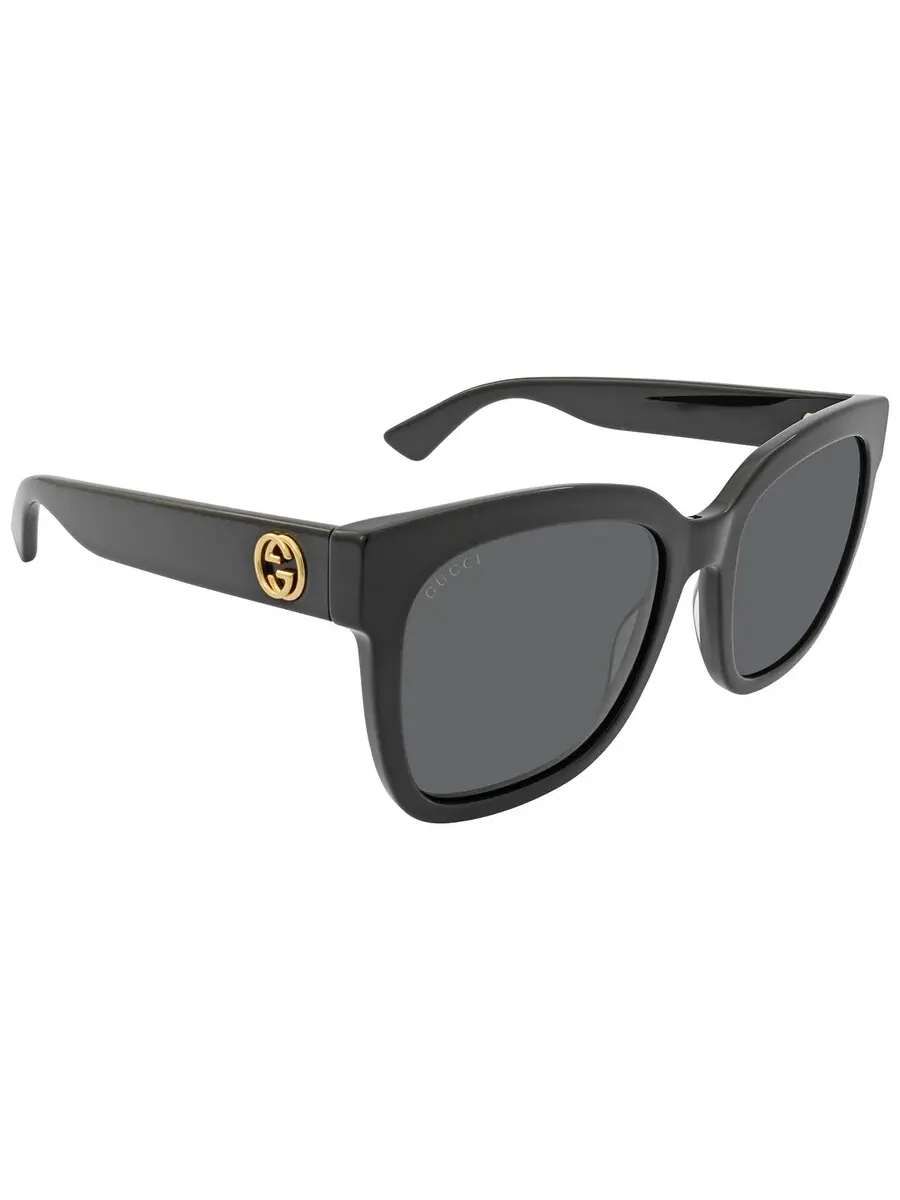 Женские солнцезащитные очки Gucci серого квадратного цвета GG0034SN 001 54 — изображение 3 из 5, черный