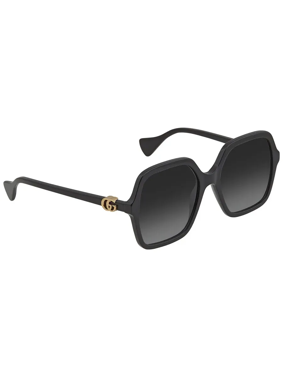 Женские солнцезащитные очки Gucci серого квадратного цвета GG1072S 001 56 — изображение 3 из 5, черный